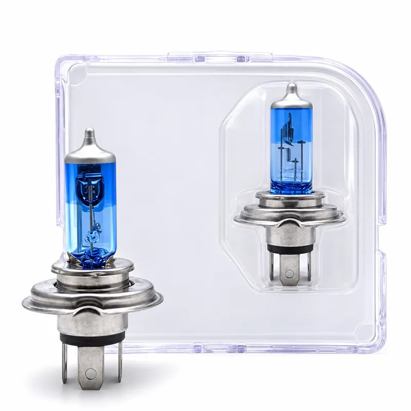 H4 12V 60/55W Automotive Halogen Headlight Bulbs – White-Light Blue-Coated Version