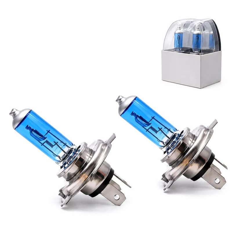 H4 12V 60/55W Automotive Halogen Headlight Bulbs – White-Light Version – Pair Pack