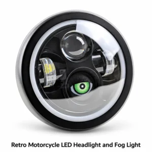 Retro Motorcycle LED Headlight and Fog Light