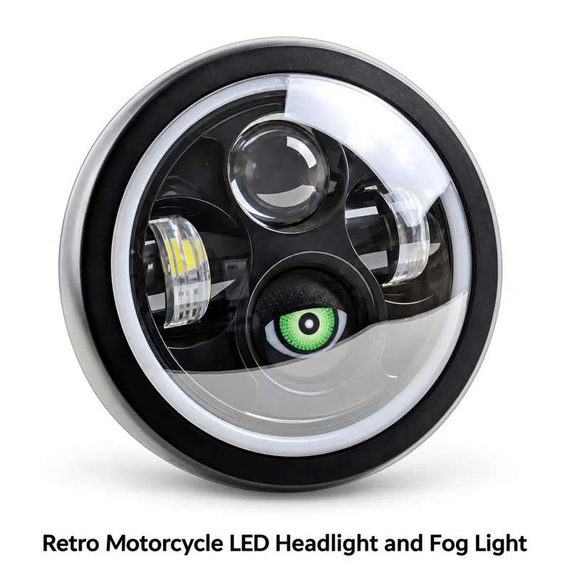 Retro Motorcycle LED Headlight and Fog Light