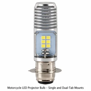 Motorcycle LED Projector Bulb – Single and Dual-Tab Mounts