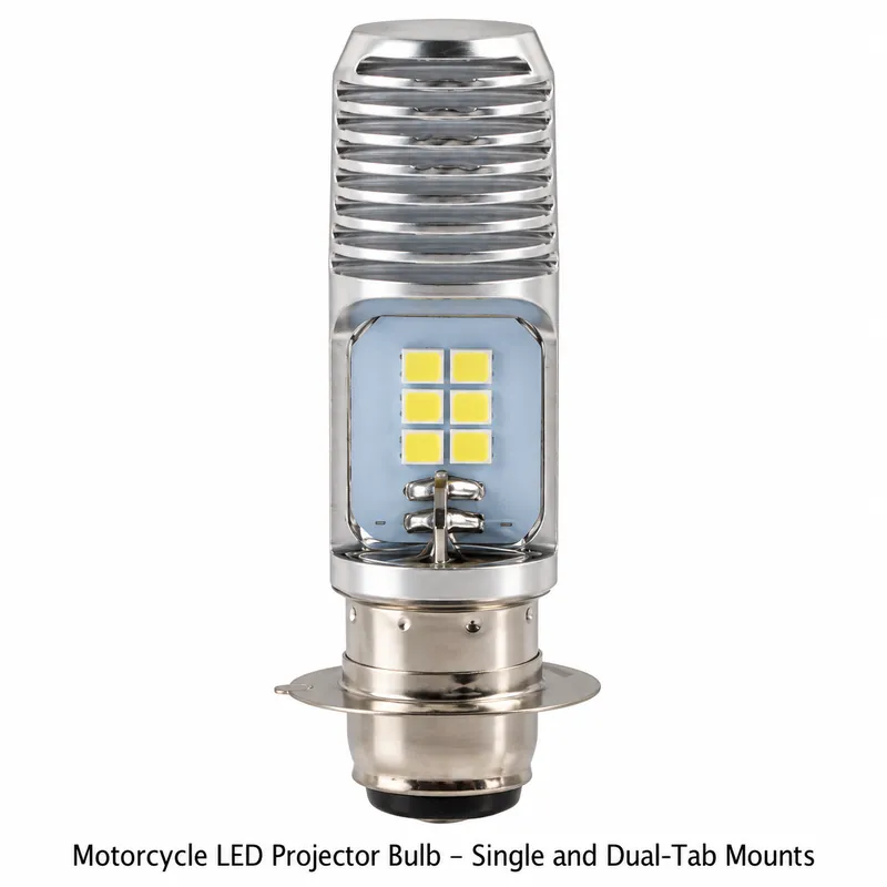 Motorcycle LED Projector Bulb – Single and Dual-Tab Mounts
