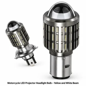 Motorcycle LED Projector Headlight Bulb – Yellow and White Beam
