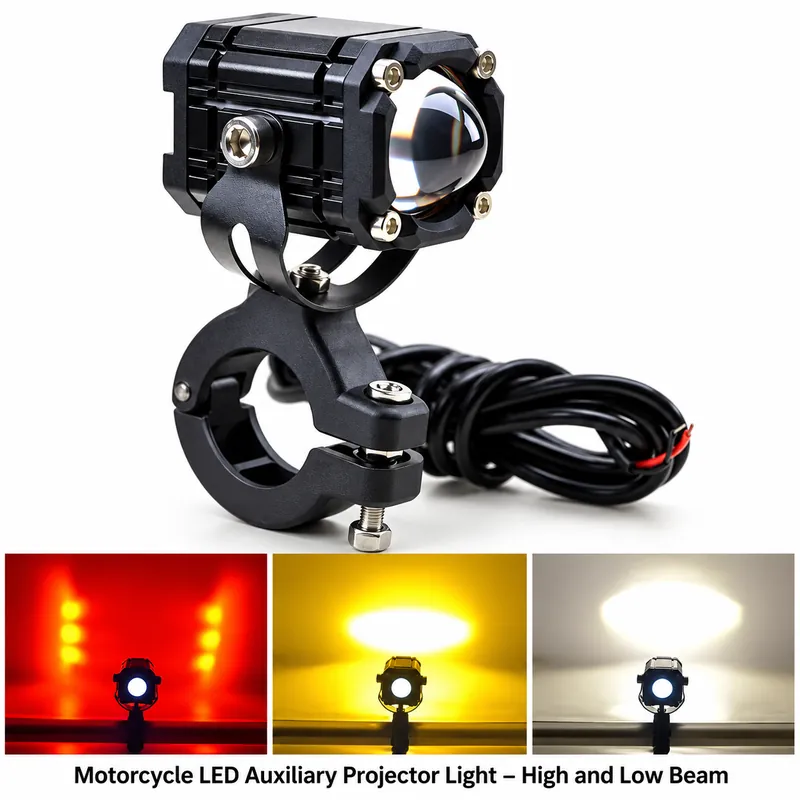 Motorcycle LED Auxiliary Projector Light – High and Low Beam