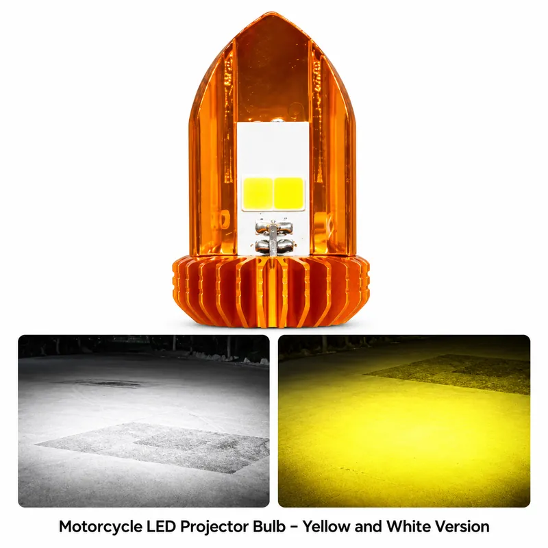 Motorcycle LED Projector Bulb – Yellow and White Version