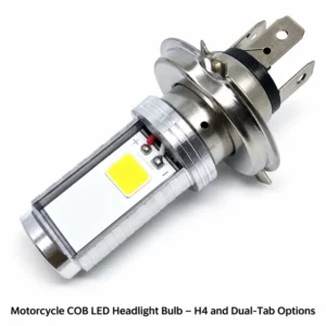 Motorcycle COB LED Headlight Bulb – H4 and Dual-Tab Options
