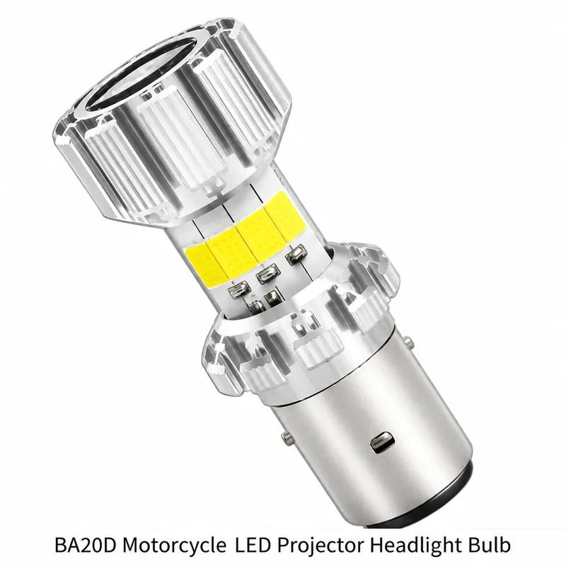 BA20D Motorcycle LED Projector Headlight Bulb