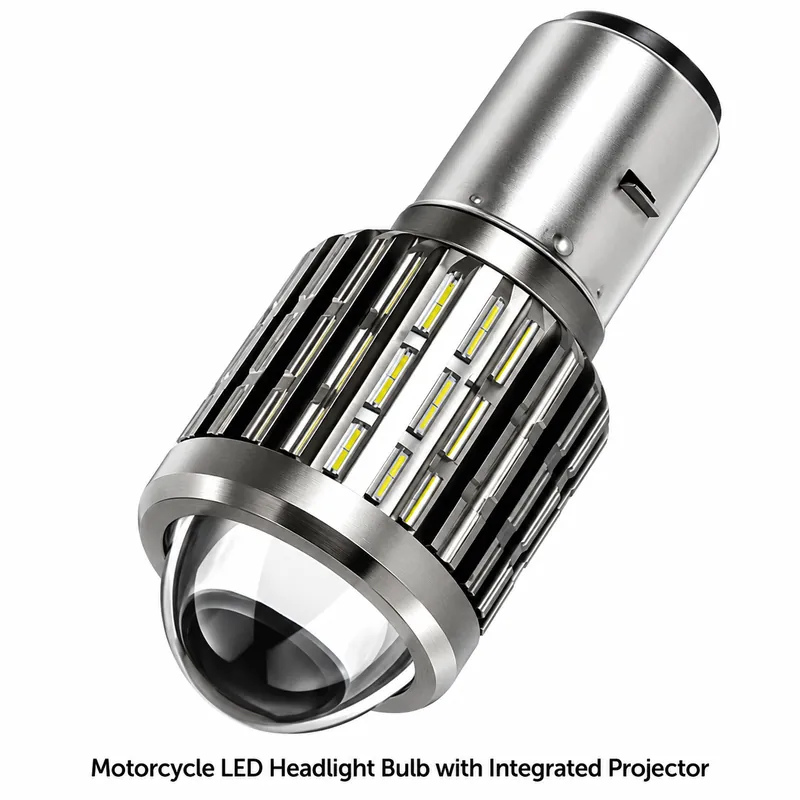 Motorcycle LED Headlight Bulb with Integrated Projector