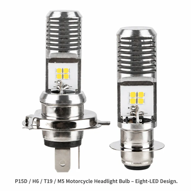 P15D / H6 / T19 / M5 Motorcycle Headlight Bulb – Eight-LED Design