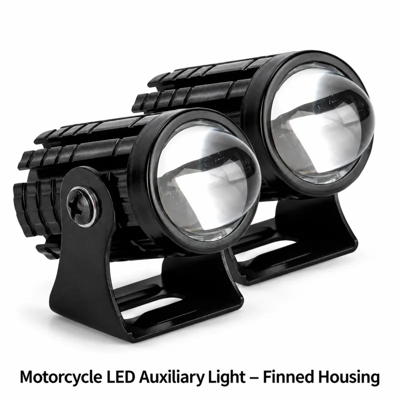 Motorcycle LED Auxiliary Light – Finned Housing