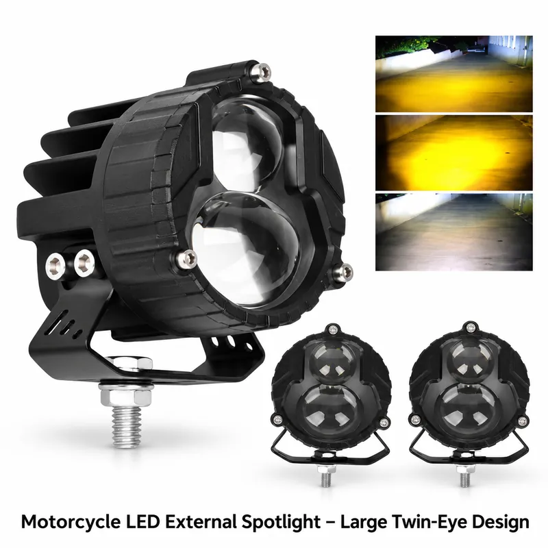 Motorcycle LED External Spotlight – Large Twin-Eye Design