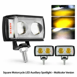 Square Motorcycle LED Auxiliary Spotlight – Multicolor Version