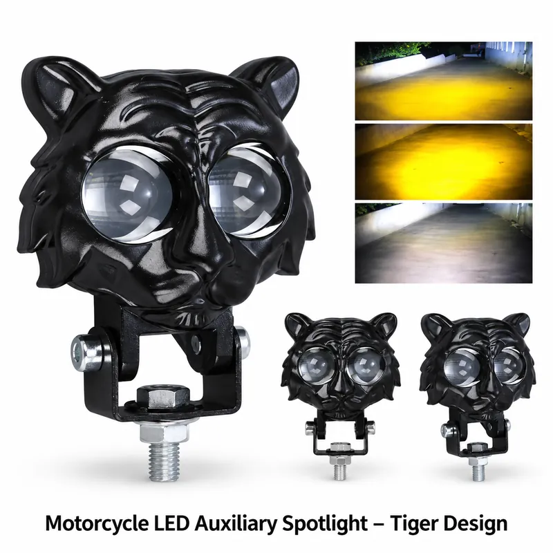 Motorcycle LED Auxiliary Spotlight – Tiger Design