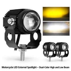 Motorcycle LED External Spotlight – Dual-Color High and Low Beam