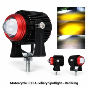 Motorcycle LED Auxiliary Spotlight – Red Ring