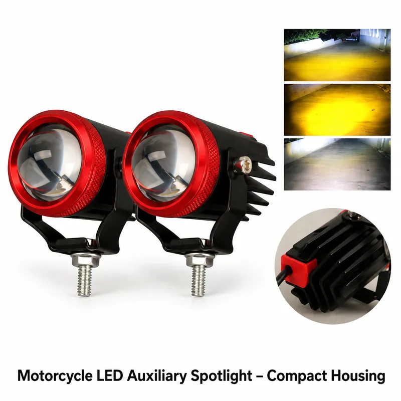 Motorcycle LED Auxiliary Spotlight – Compact Housing