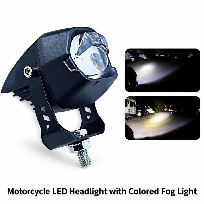 Motorcycle LED Headlight with Colored Fog Light