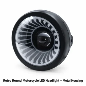 Retro Round Motorcycle LED Headlight – Metal Housing