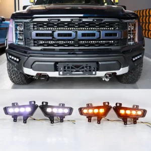 Ford F-150 2022 LED Daytime Running Lights – Four-Lamp Design, Gloss Black Finish, Dual-Color Version