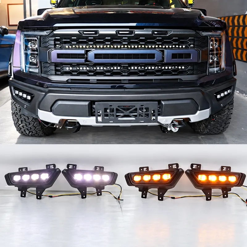 Ford F-150 2022 LED Daytime Running Lights – Four-Lamp Design, Textured Finish, Dual-Color Version