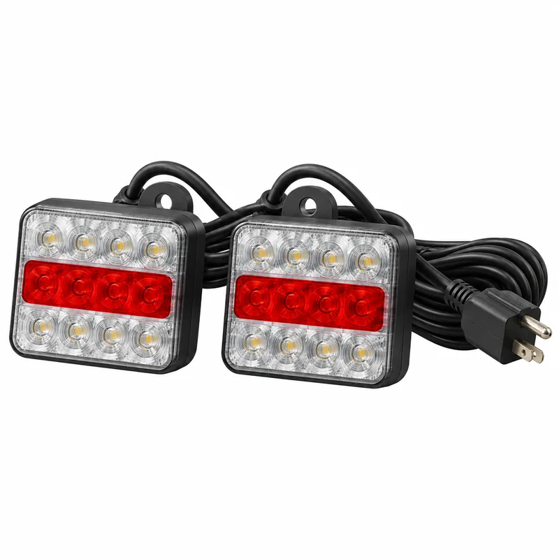16LED Double Color Waterproof Magnetic Tail Light Kit (Red & White Lampshade, American Plug) | TOPONE TP-I-003-USA