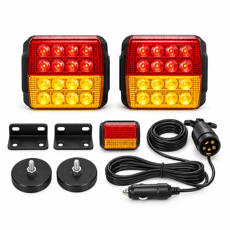 16LED Double Color Magnetic Tail Light Kit (Red & Yellow Lampshade, American Plug) | TOPONE TP-I-004-USA